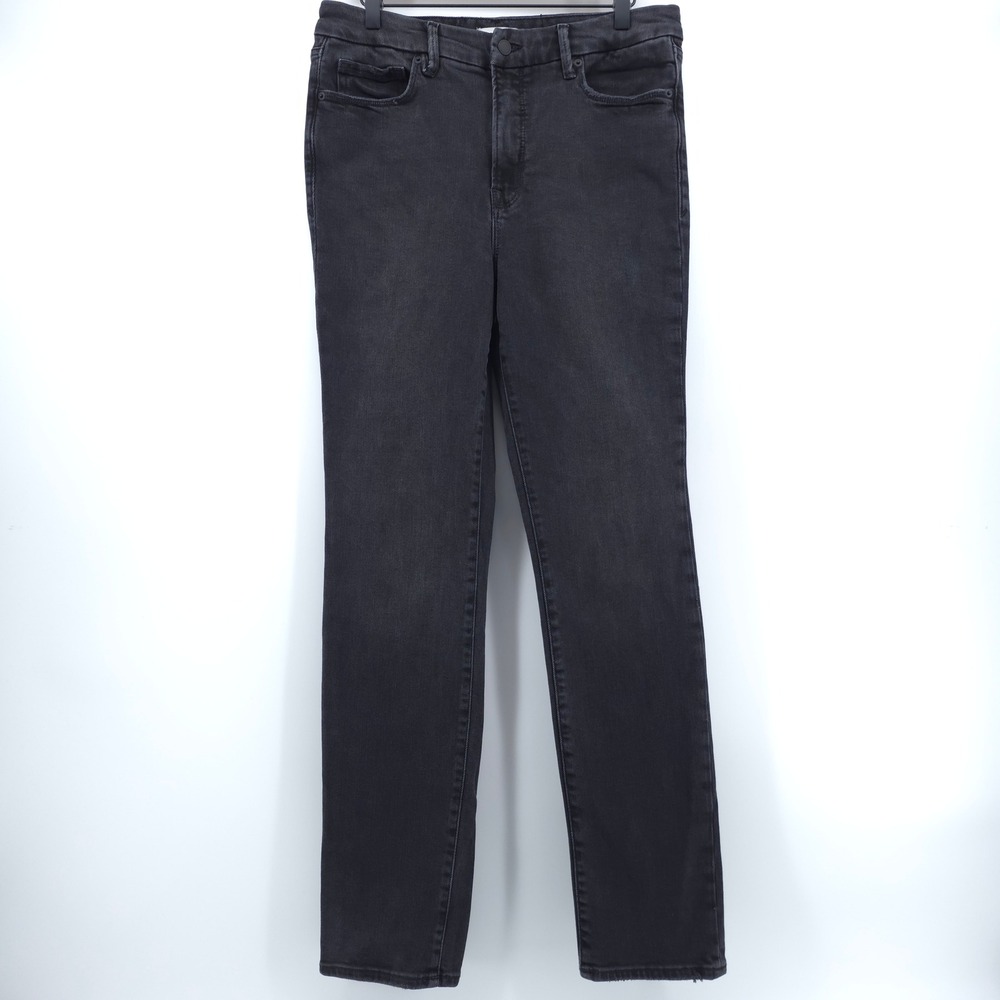 Good American Womens Jeans Good Straight 12/31 Black Faded High Rise GCDBP802BT